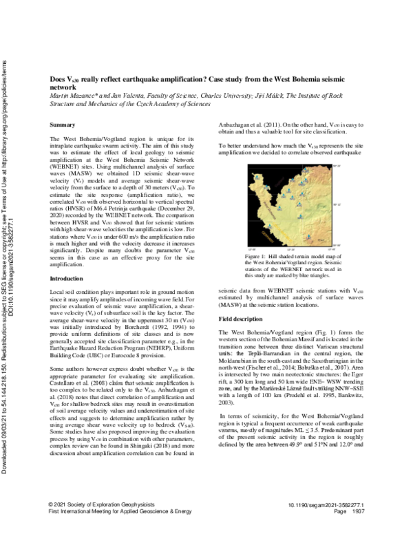 (PDF) Does VS30 really reflect earthquake amplification? Case study ...