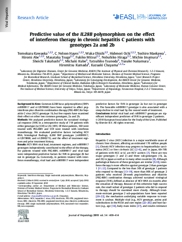 (PDF) Predictive value of the IL28B polymorphism on the effect of ...