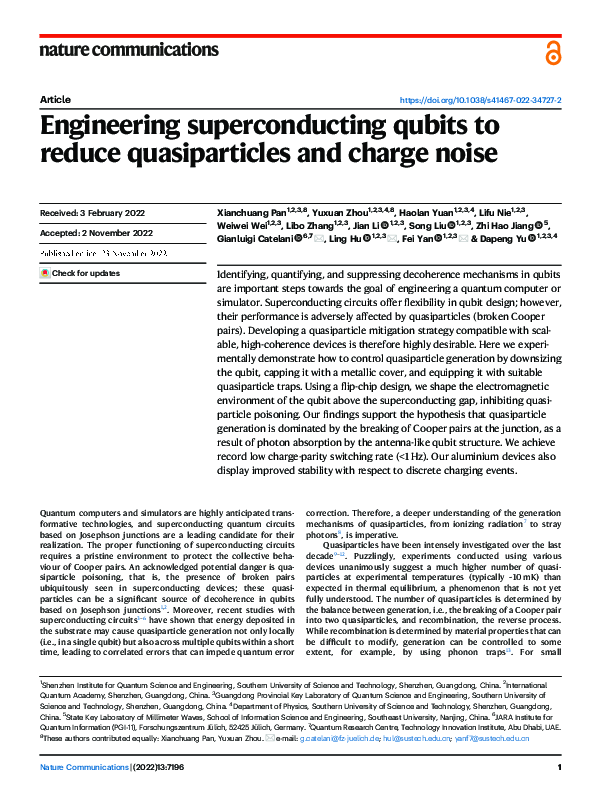 (PDF) Engineering superconducting qubits to reduce quasiparticles and ...