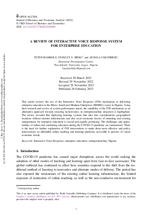 (PDF) A Review of Interactive Voice Response System for Enterprise ...