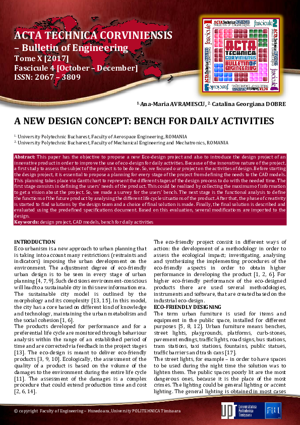(PDF) A New Design Concept: Bench for Daily Activities