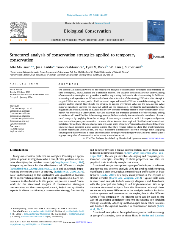 (PDF) Structured analysis of conservation strategies applied to ...