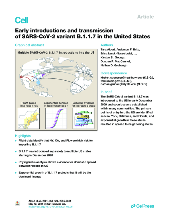 (PDF) Early introductions and transmission of SARS-CoV-2 variant B.1.1. ...