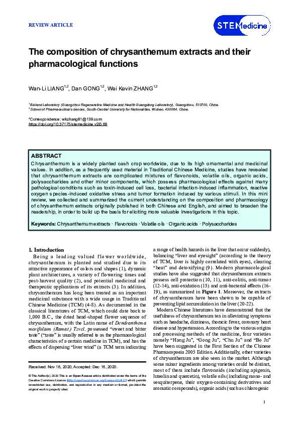 (PDF) The Composition of chrysanthemum extracts and their