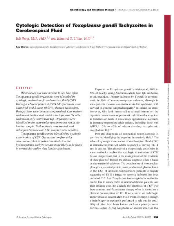 (PDF) Cytologic Detection of Toxoplasma gondii Tachyzoites in ...