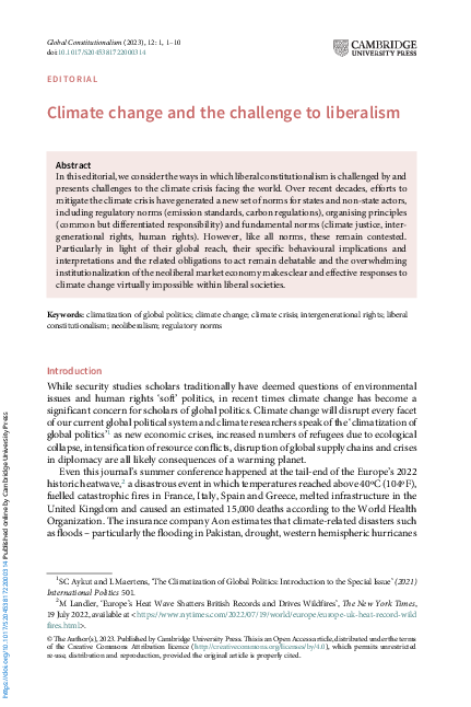 (PDF) Climate change and the challenge to liberalism