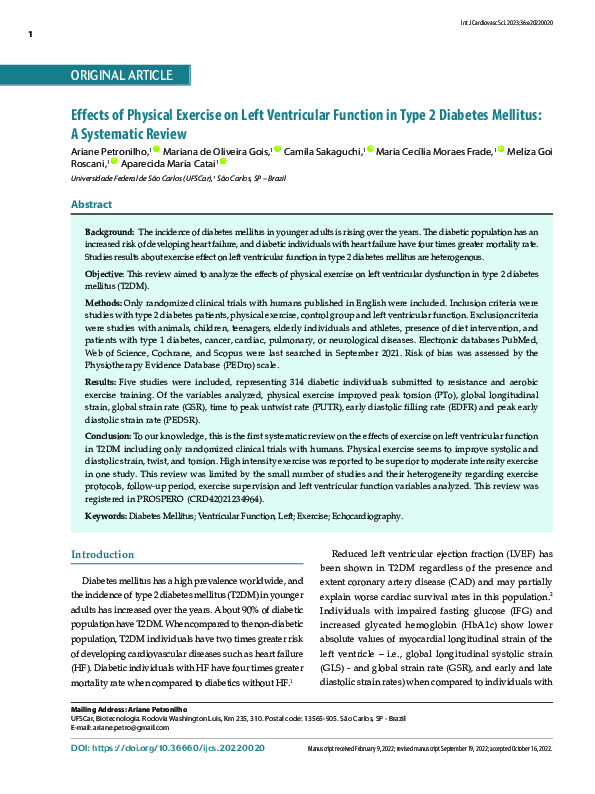 (PDF) Effects of Physical Exercise on Left Ventricular Function in Type ...