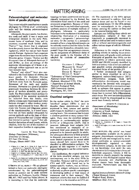 (PDF) Oncofetal antigens Ten Feizi Academia.edu