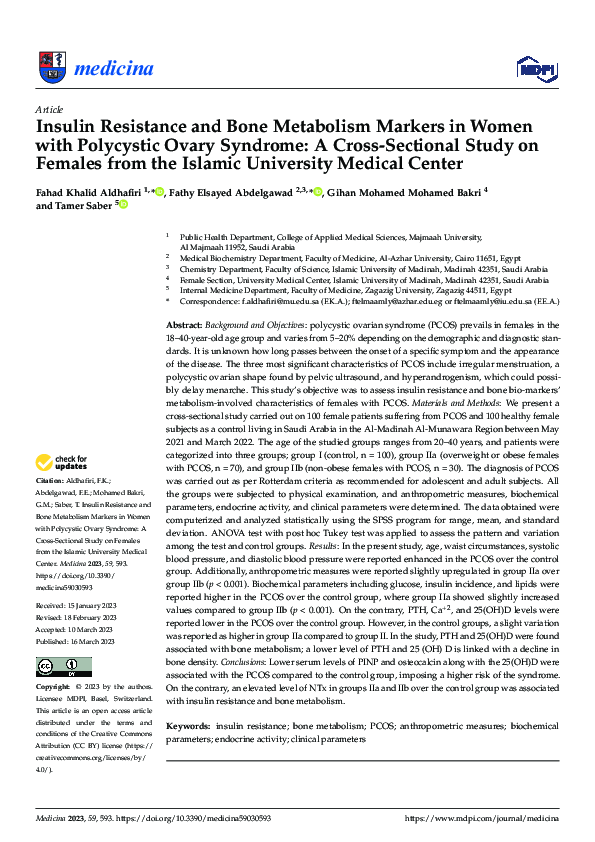 (PDF) Insulin Resistance and Bone Metabolism Markers in Women with ...