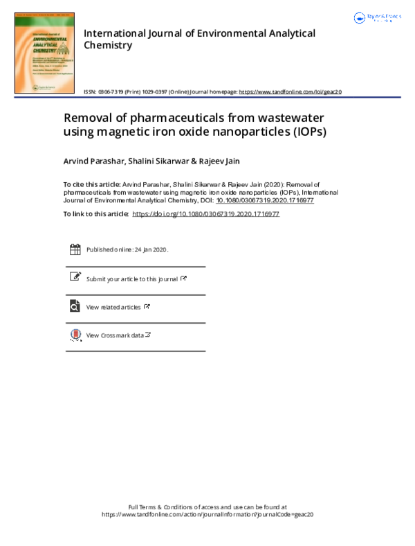 (PDF) Removal of pharmaceuticals from wastewater using magnetic iron ...