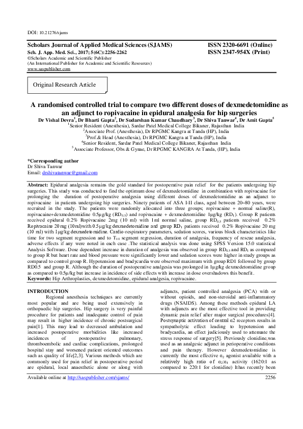 (PDF) A randomised controlled trial to compare two different doses of ...