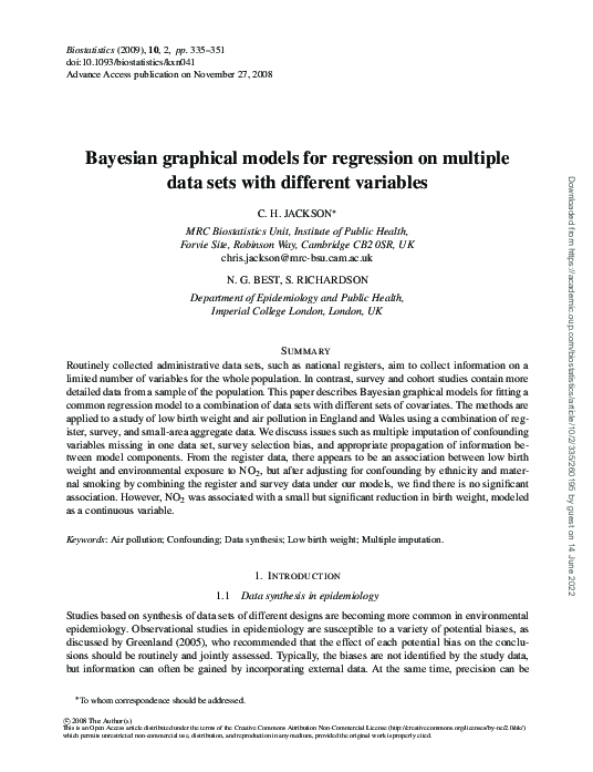 (PDF) Bayesian graphical models for regression on multiple data sets ...