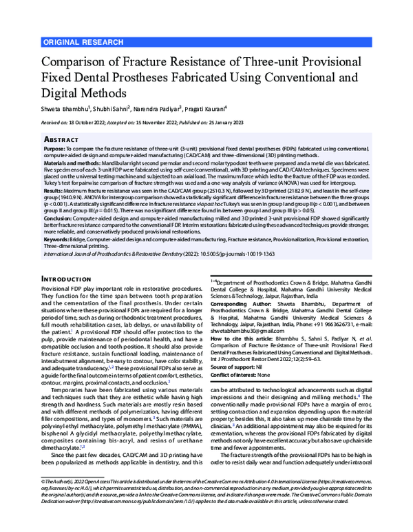 (PDF) Comparison of Fracture Resistance of Three-unit Provisional Fixed ...