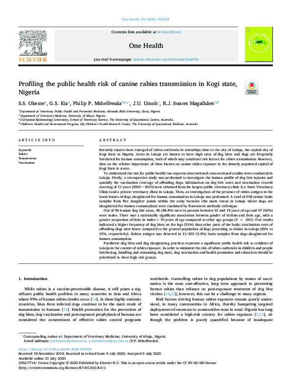 (PDF) Profiling the public health risk of canine rabies transmission in ...