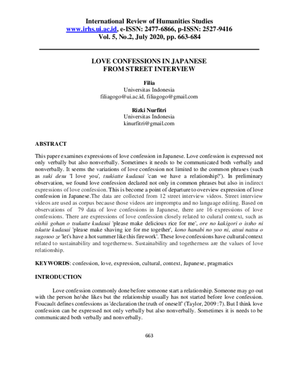 (PDF) Love Confessions in Japanese from Street Interview