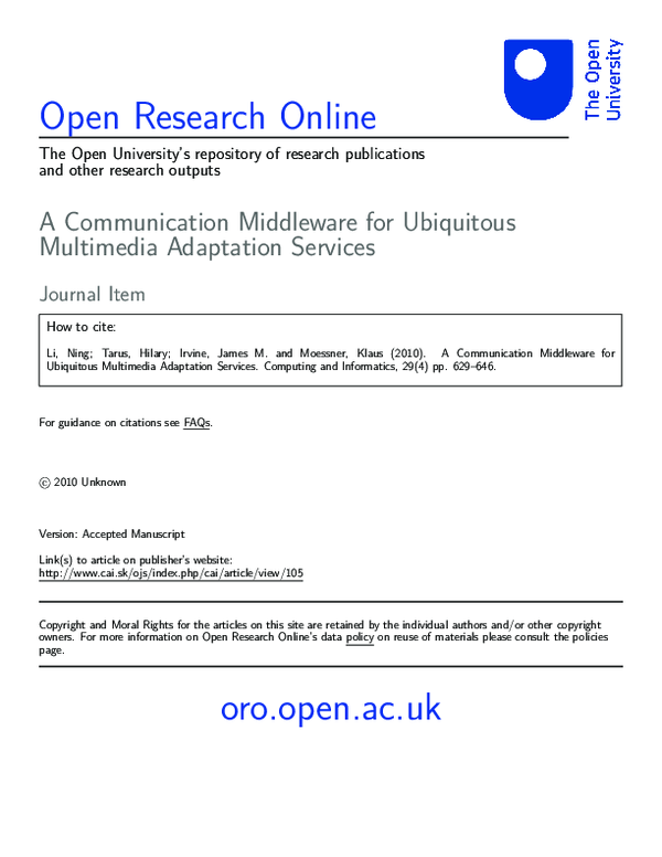 (PDF) A Communication Middleware for Ubiquitous Multimedia Adaptation ...