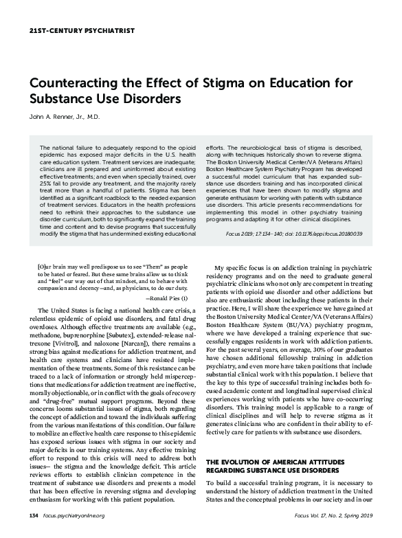 (PDF) Counteracting the Effect of Stigma on Education for Substance Use ...