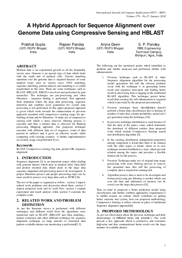 (PDF) A Hybrid Approach for Sequence Alignment over Genome Data using ...