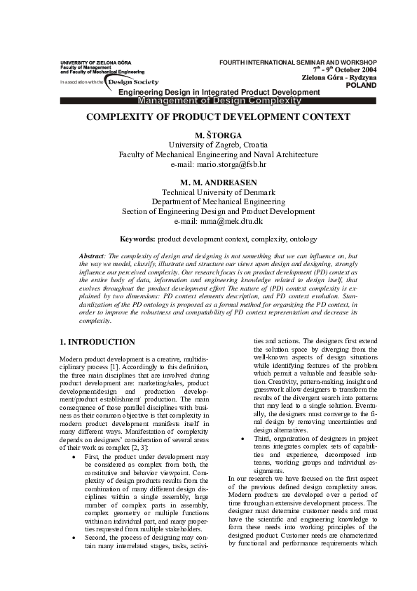 (PDF) Engineering Design in Integrated Product Development COMPLEXITY ...