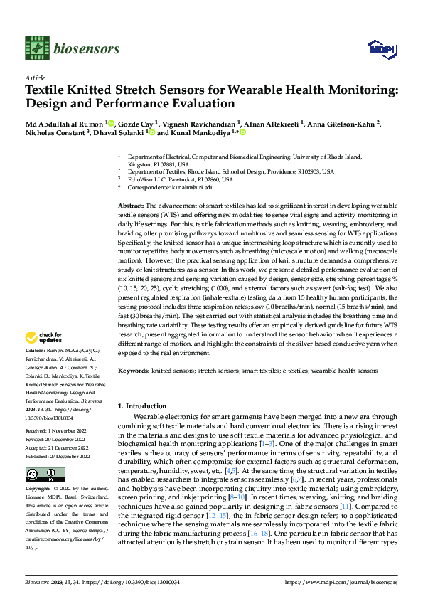 (PDF) Textile Knitted Stretch Sensors for Wearable Health Monitoring ...
