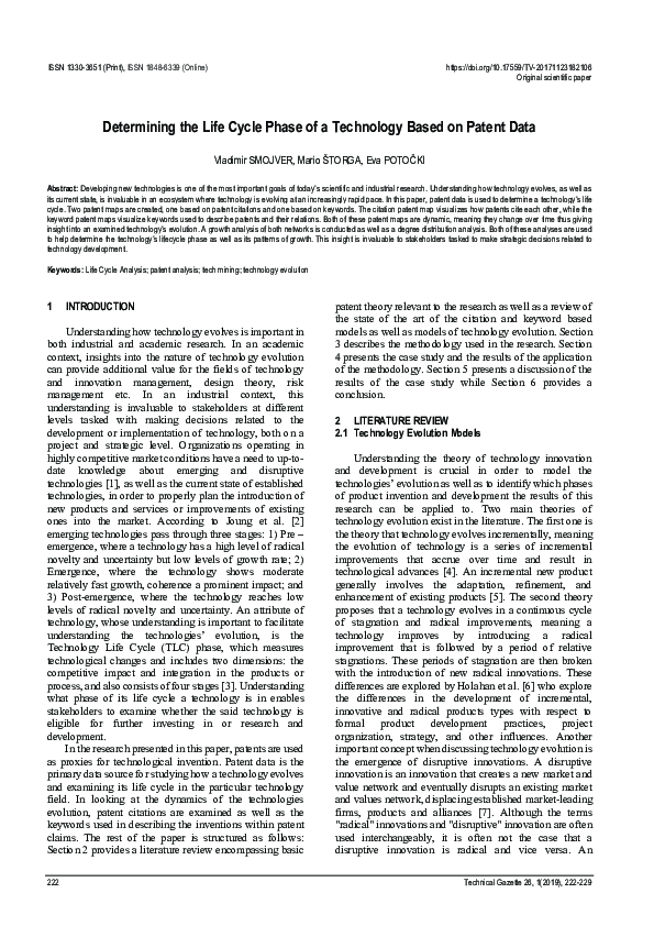 (PDF) Determining the Life Cycle Phase of a Technology Based on Patent Data