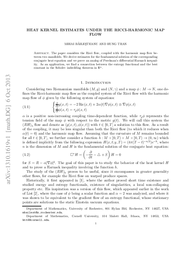 (PDF) Heat Kernel Estimates Under the Ricci–Harmonic Map Flow