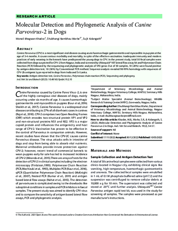 (PDF) Molecular Detection and Phylogenetic Analysis of Canine ...