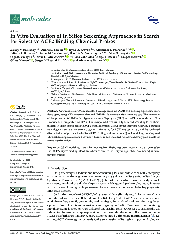 View of (PDF) In Vitro Evaluation of In Silico Screening Approaches in Search ...