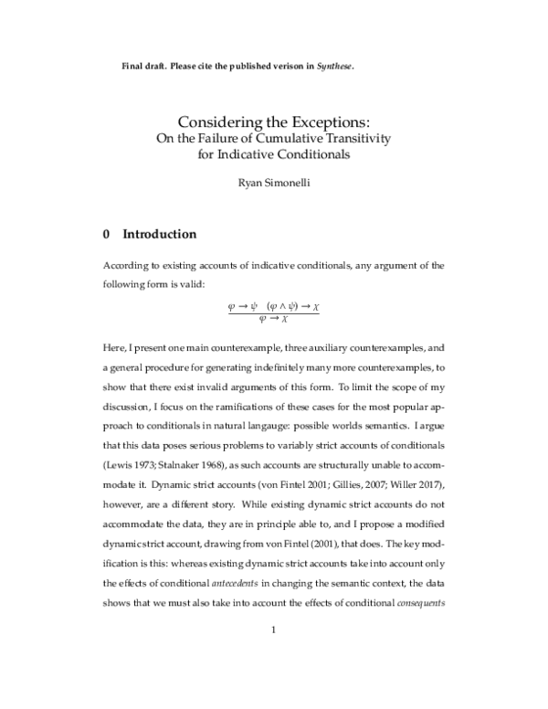 (PDF) Considering the Exceptions: On the Failure of Cumulative ...