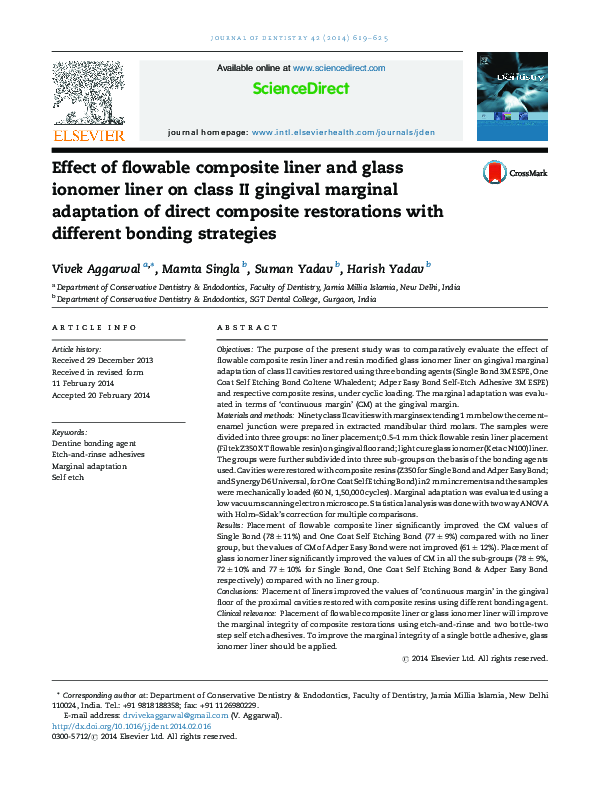 (PDF) Effect of flowable composite liner and glass ionomer liner on