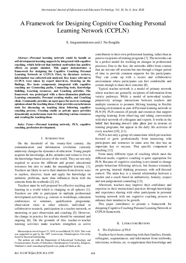 (PDF) A Framework for Designing Cognitive Coaching Personal Learning ...
