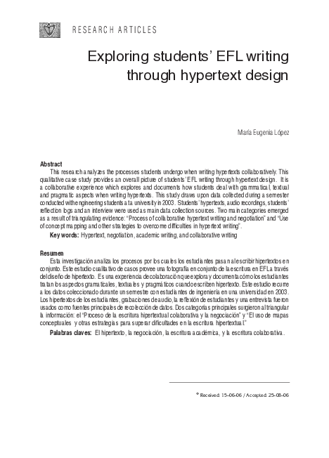 (PDF) Exploring students’ EFL writing through hypertext design