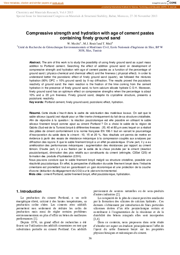 (PDF) Compressive strength and hydration with age of cement pastes ...
