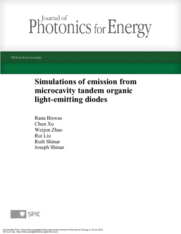 (PDF) Simulations of emission from microcavity tandem organic light ...