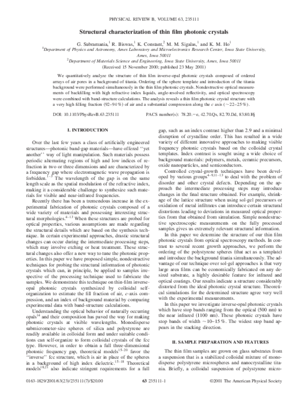 (PDF) Structural characterization of thin film photonic crystals