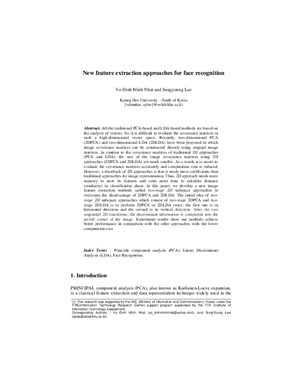 (PDF) New Feature Extraction Approaches for Face Recognition
