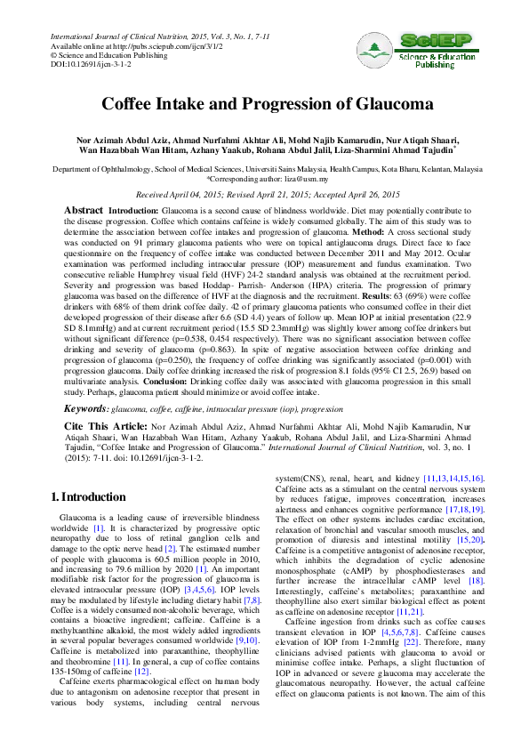 (PDF) Coffee Intake and Progression of NUR NABILAH SHAARI Academia.edu