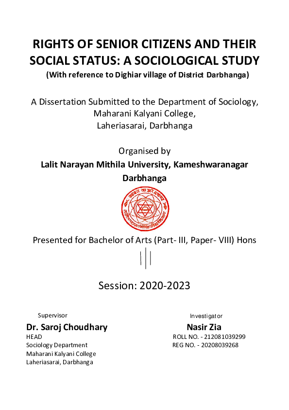 (PDF) RIGHTS OF SENIOR CITIZENS AND THEIR SOCIAL STATUS: A SOCIOLOGICAL ...