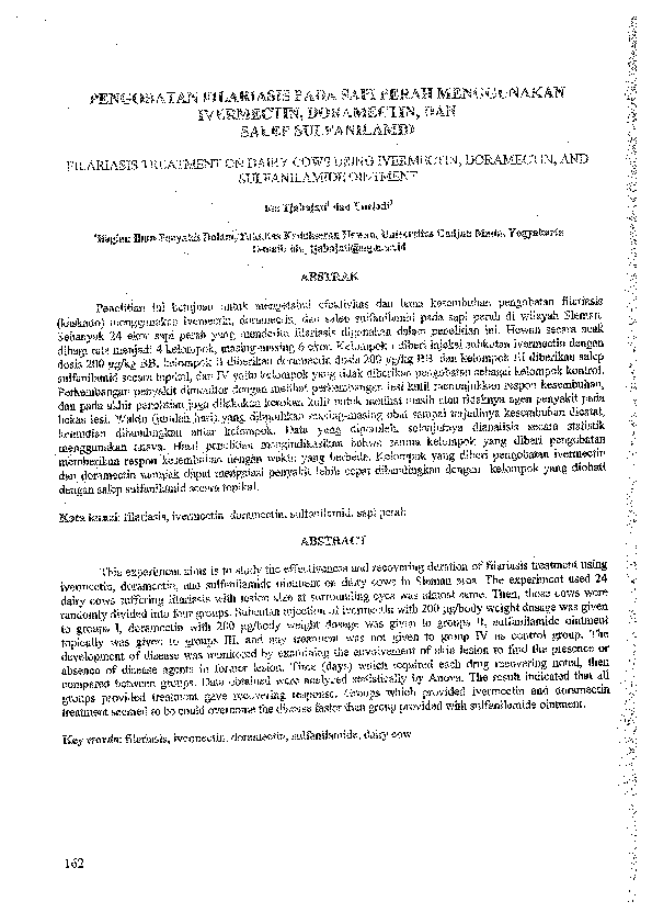 (PDF) Pengobatan Filariasis (Kaskado) Pada Sapi Perah Menggunakan ...