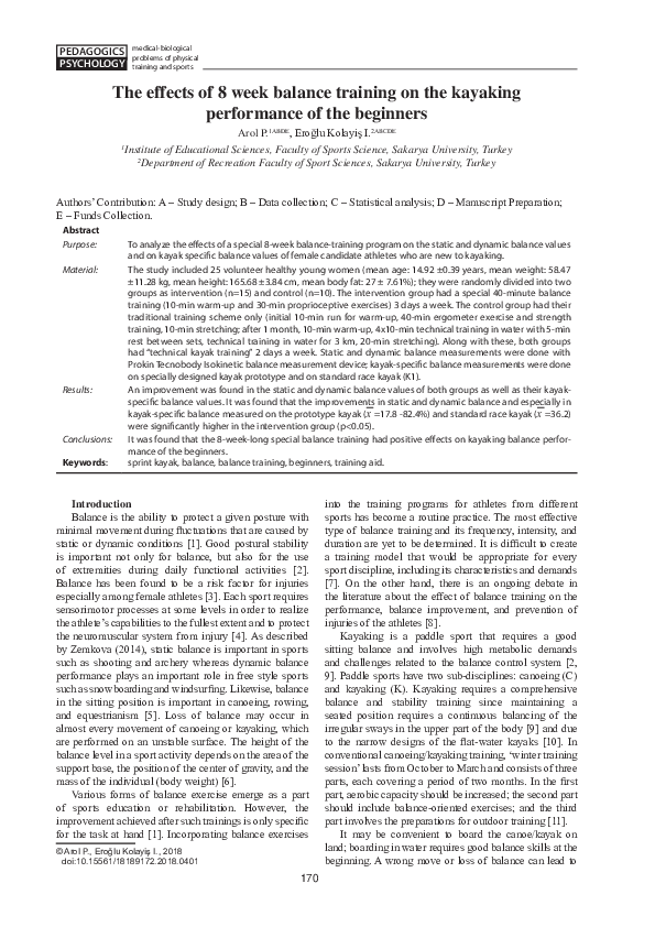 (PDF) The effects of 8 week balance training on the kayaking ...
