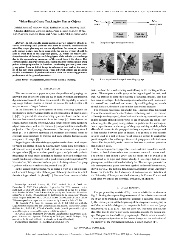 (PDF) Vision-Based Grasp Tracking for Planar Objects