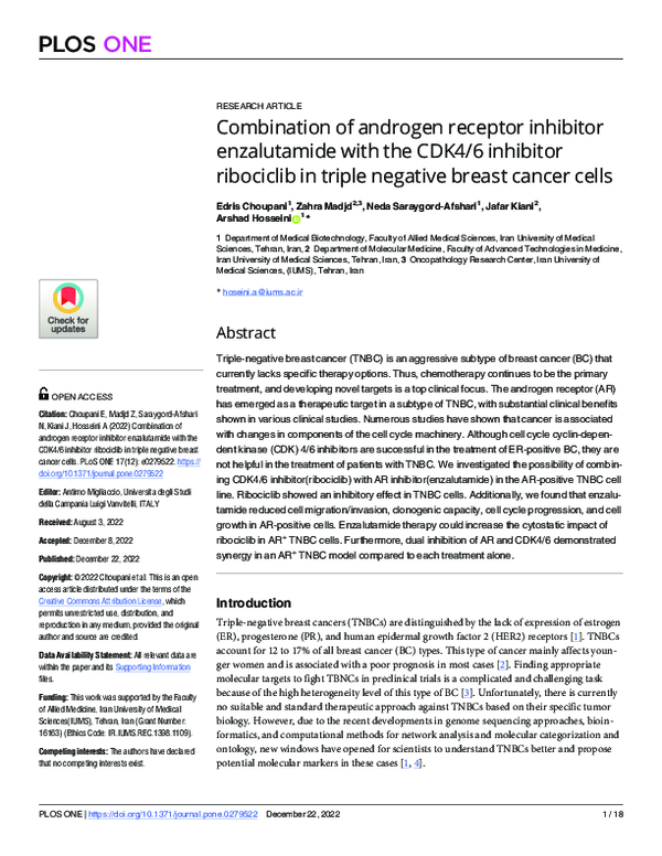 (PDF) Combination of androgen receptor inhibitor enzalutamide with the ...