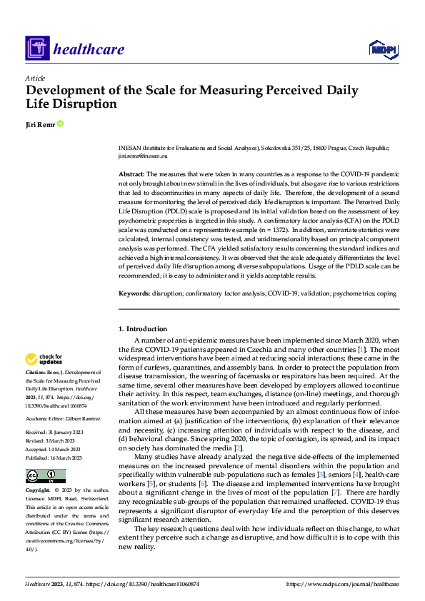 (PDF) Development of the Scale for Measuring Perceived Daily Life ...