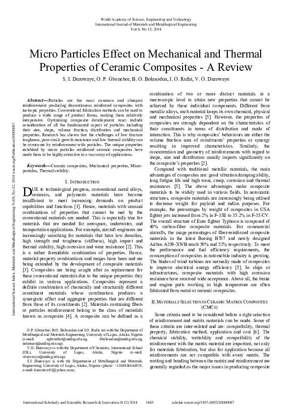 (PDF) Micro Particles Effect On Mechanical And Thermal Properties Of Ceramic Composites A