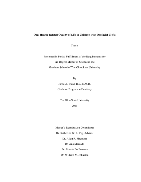 (PDF) Oral Health–Related Quality of Life in Children with Orofacial Clefts