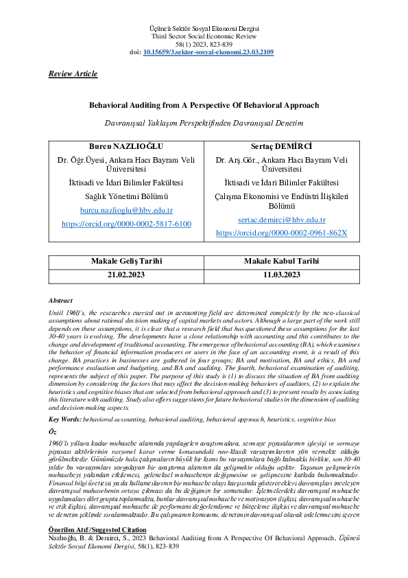 (PDF) Behavioral Auditing from A Perspective Of Behavioral Approach