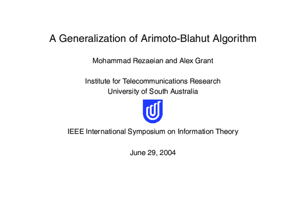 (PDF) A generalization of arimoto-blahut algorithm