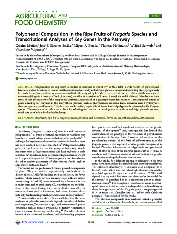 (PDF) Polyphenol Composition in the Ripe Fruits of Fragaria Species and ...