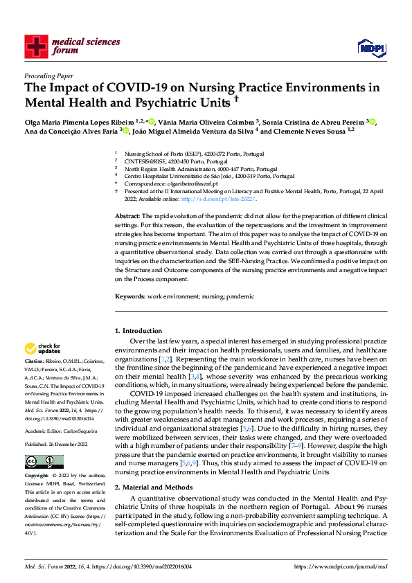 (PDF) The Impact of COVID-19 on Nursing Practice Environments in Mental ...