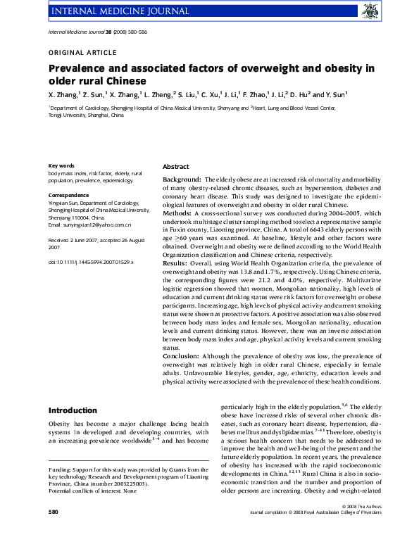 (PDF) Prevalence and associated factors of overweight and obesity in ...